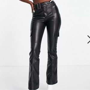 Faux Leather Pants with Belt